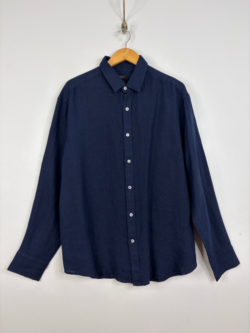 Quince Shirt Mens XL Navy Blue Linen Long Sleeve Button Up Casual Summer